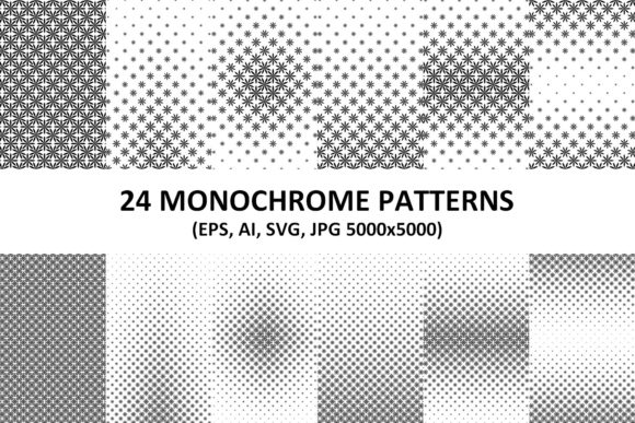24 Geometric Monochrome Floral Patterns Review