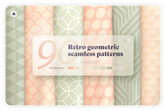 90 Retro Geometric Seamless Patterns for Graphics