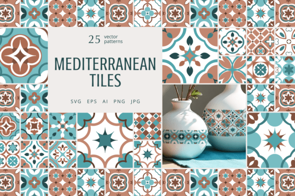 Mediterranean Tiles Vector Patterns for Modern Graphics